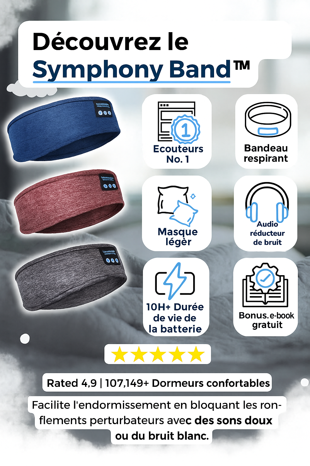 SymphonyBand™ Bandeau Audio Sans Gêne